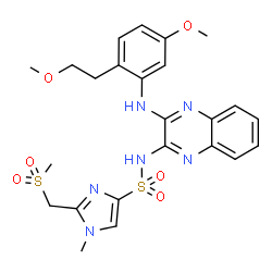 ChemSpider 2D Image | N-(3-{[5-Methoxy-2-(2-methoxyethyl)phenyl]amino}-2-quinoxalinyl)-1-methyl-2-[(methylsulfonyl)methyl]-1H-imidazole-4-sulfonamide | C24H28N6O6S2