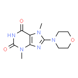 ChemSpider 2D Image | 3,7-Dimethyl-8-(4-morpholinyl)-3,7-dihydro-1H-purine-2,6-dione | C11H15N5O3
