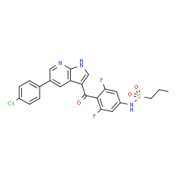 ChemSpider 2D Image | N-(4-{[5-(4-Chlorophenyl)-1H-pyrrolo[2,3-b]pyridin-3-yl]carbonyl}-3,5-difluorophenyl)-1-propanesulfonamide | C23H18ClF2N3O3S