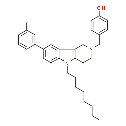 ChemSpider 2D Image | 4-{[8-(3-Methylphenyl)-5-octyl-1,3,4,5-tetrahydro-2H-pyrido[4,3-b]indol-2-yl]methyl}phenol | C33H40N2O