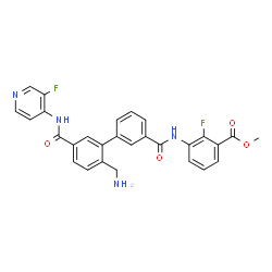 ChemSpider 2D Image | Methyl 3-[({2'-(aminomethyl)-5'-[(3-fluoro-4-pyridinyl)carbamoyl]-3-biphenylyl}carbonyl)amino]-2-fluorobenzoate | C28H22F2N4O4