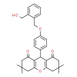 ChemSpider 2D Image | 9-(4-{[2-(Hydroxymethyl)benzyl]oxy}phenyl)-3,3,6,6-tetramethyl-3,4,5,6,7,9-hexahydro-1H-xanthene-1,8(2H)-dione | C31H34O5