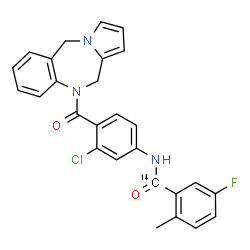 ChemSpider 2D Image | N-[3-Chloro-4-(5H-pyrrolo[2,1-c][1,4]benzodiazepin-10(11H)-ylcarbonyl)phenyl]-5-fluoro-2-methyl(carbonyl-~14~C)benzamide | C2614CH21ClFN3O2