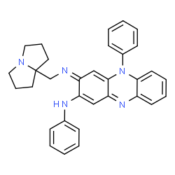 ChemSpider 2D Image | (3Z)-N,5-Diphenyl-3-[(tetrahydro-1H-pyrrolizin-7a(5H)-ylmethyl)imino]-3,5-dihydro-2-phenazinamine | C32H31N5