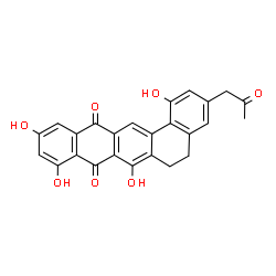 ChemSpider 2D Image | 1,7,9,11-Tetrahydroxy-3-(2-oxopropyl)-5,6-dihydrobenzo[a]tetracene-8,13-dione | C25H18O7