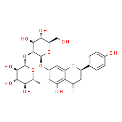 ChemSpider 2D Image | (2R)-5-Hydroxy-2-(4-hydroxyphenyl)-4-oxo-3,4-dihydro-2H-chromen-7-yl 2-O-(6-deoxy-beta-D-glucopyranosyl)-beta-D-glucopyranoside | C27H32O14