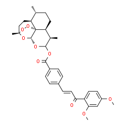 ChemSpider 2D Image | (1S,4S,5R,8S,9R,12R,13R)-1,5,9-Trimethyl-11,14,15,16-tetraoxatetracyclo[10.3.1.0~4,13~.0~8,13~]hexadec-10-yl 4-[(1E)-3-(2,4-dimethoxyphenyl)-3-oxo-1-propen-1-yl]benzoate | C33H38O9