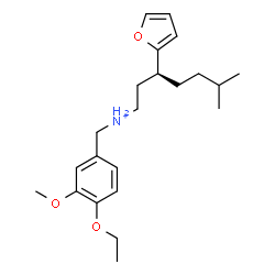 ChemSpider 2D Image | (3R)-N-(4-Ethoxy-3-methoxybenzyl)-3-(2-furyl)-6-methyl-1-heptanaminium | C22H34NO3