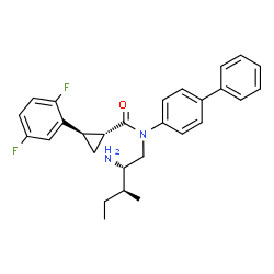 ChemSpider 2D Image | (1R,2R)-N-[(2S,3S)-2-Amino-3-methylpentyl]-N-(4-biphenylyl)-2-(2,5-difluorophenyl)cyclopropanecarboxamide | C28H30F2N2O