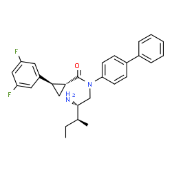 ChemSpider 2D Image | (1R,2R)-N-[(2S,3S)-2-Amino-3-methylpentyl]-N-(4-biphenylyl)-2-(3,5-difluorophenyl)cyclopropanecarboxamide | C28H30F2N2O