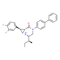 ChemSpider 2D Image | (1R,2R)-N-[(2S,3S)-2-Amino-3-methylpentyl]-N-(4-biphenylyl)-2-(3,4-difluorophenyl)cyclopropanecarboxamide | C28H30F2N2O