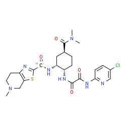 ChemSpider 2D Image | N-(5-Chloro-2-pyridinyl)-N'-[(1S,2R,4S)-4-(dimethylcarbamoyl)-2-{[(5-methyl-4,5,6,7-tetrahydro[1,3]thiazolo[5,4-c]pyridin-2-yl)(oxo)(~14~C)methyl]amino}cyclohexyl]ethanediamide | C2314CH30ClN7O4S
