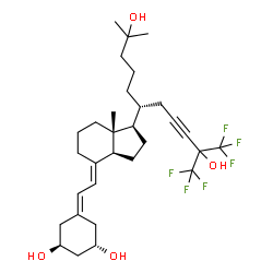 ChemSpider 2D Image | (1S,3S,7E,17beta)-17-[(6R)-1,1,1-Trifluoro-2,10-dihydroxy-10-methyl-2-(trifluoromethyl)-3-undecyn-6-yl]-9,10-secoestra-5,7-diene-1,3-diol | C31H44F6O4