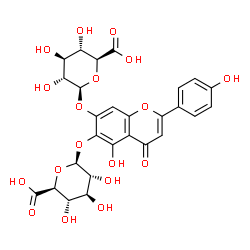 ChemSpider 2D Image | 6-(beta-D-Glucopyranuronosyloxy)-5-hydroxy-2-(4-hydroxyphenyl)-4-oxo-4H-chromen-7-yl beta-D-glucopyranosiduronic acid | C27H26O18