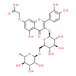 ChemSpider 2D Image | {[3-{[6-O-(6-Deoxy-alpha-L-mannopyranosyl)-beta-D-glucopyranosyl]oxy}-2-(3,4-dihydroxyphenyl)-5-hydroxy-4-oxo-4H-chromen-7-yl]oxy}acetic acid | C29H32O18