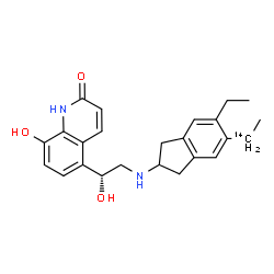 ChemSpider 2D Image | 5-[(1R)-2-({5-Ethyl-6-[(1-~14~C)ethyl]-2,3-dihydro-1H-inden-2-yl}amino)-1-hydroxyethyl]-8-hydroxy-2(1H)-quinolinone | C2314CH28N2O3