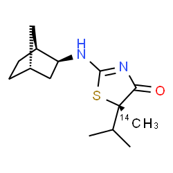 ChemSpider 2D Image | (5S)-2-[(1S,2S,4R)-Bicyclo[2.2.1]hept-2-ylamino]-5-isopropyl-5-(~14~C)methyl-1,3-thiazol-4(5H)-one | C1314CH22N2OS