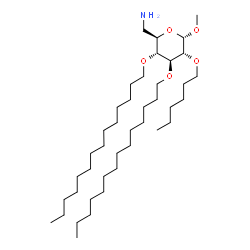 ChemSpider 2D Image | Methyl 6-amino-6-deoxy-2-O-hexyl-3,4-di-O-tetradecyl-alpha-D-glucopyranoside | C41H83NO5