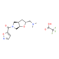 ChemSpider 2D Image | {(2R,3aR,6aR)-2-[(Dimethylamino)methyl]hexahydro-5H-furo[2,3-c]pyrrol-5-yl}(1,2-oxazol-5-yl)methanone trifluoroacetate (1:1) | C15H20F3N3O5