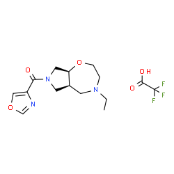 ChemSpider 2D Image | [(5aS,8aS)-4-Ethyloctahydro-7H-pyrrolo[3,4-f][1,4]oxazepin-7-yl](1,3-oxazol-4-yl)methanone trifluoroacetate (1:1) | C15H20F3N3O5