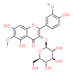 ChemSpider 2D Image | 5,7-Dihydroxy-2-(4-hydroxy-3-methoxyphenyl)-6-methoxy-4-oxo-4H-chromen-3-yl beta-D-glucopyranoside | C23H24O13
