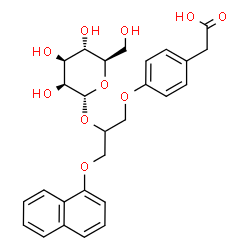 ChemSpider 2D Image | {4-[2-(alpha-D-Mannopyranosyloxy)-3-(1-naphthyloxy)propoxy]phenyl}acetic acid | C27H30O10