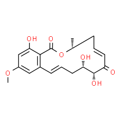 ChemSpider 2D Image | (5E,8R,9S,11E)-8,9,16-Trihydroxy-14-methoxy-3-methyl-3,4,9,10-tetrahydro-1H-2-benzoxacyclotetradecine-1,7(8H)-dione | C19H22O7