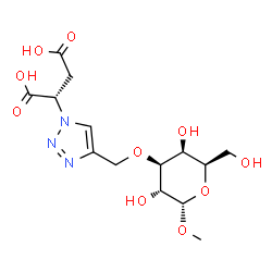ChemSpider 2D Image | Methyl 3-O-({1-[(1S)-1,2-dicarboxyethyl]-1H-1,2,3-triazol-4-yl}methyl)-alpha-D-galactopyranoside | C14H21N3O10