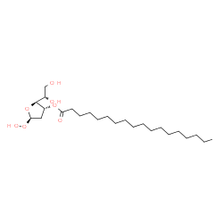 ChemSpider 2D Image | (2S,3R,5R)-2-[(1S)-1,2-Dihydroxyethyl]-5-hydroperoxytetrahydro-3-furanyl stearate (non-preferred name) | C24H46O7