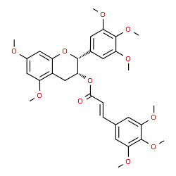 ChemSpider 2D Image | (2R,3R)-5,7-Dimethoxy-2-(3,4,5-trimethoxyphenyl)-3,4-dihydro-2H-chromen-3-yl (2E)-3-(3,4,5-trimethoxyphenyl)acrylate | C32H36O11