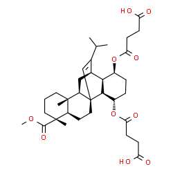 ChemSpider 2D Image | 4,4'-{[(1S,4R,5R,9R,10R,12R,13R,14S,17S,18R)-20-Isopropyl-5-(methoxycarbonyl)-5,9-dimethylpentacyclo[10.6.2.0~1,10~.0~4,9~.0~13,18~]icos-19-ene-14,17-diyl]bis(oxy)}bis(4-oxobutanoic acid) | C35H50O10