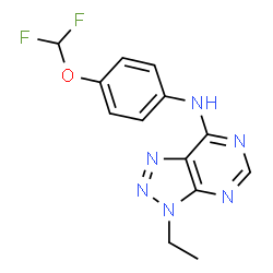 ChemSpider 2D Image | N-[4-(Difluoromethoxy)phenyl]-3-ethyl-3H-[1,2,3]triazolo[4,5-d]pyrimidin-7-amine | C13H12F2N6O