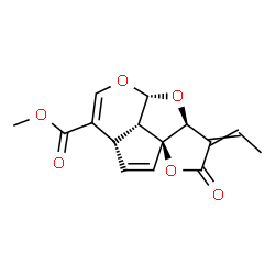 ChemSpider 2D Image | Methyl (3aS,4aR,7aS,9aS,9bS)-3-ethylidene-2-oxo-3,3a,7a,9b-tetrahydro-2H,4aH-1,4,5-trioxadicyclopenta[a,hi]indene-7-carboxylate | C15H14O6