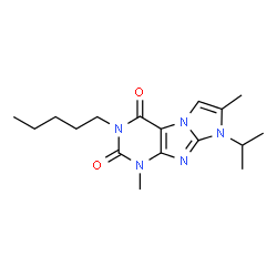 ChemSpider 2D Image | 8-Isopropyl-1,7-dimethyl-3-pentyl-1H-imidazo[2,1-f]purine-2,4(3H,8H)-dione | C17H25N5O2
