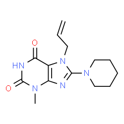 ChemSpider 2D Image | 7-Allyl-3-methyl-8-(1-piperidinyl)-3,7-dihydro-1H-purine-2,6-dione | C14H19N5O2