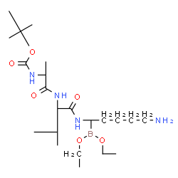 ChemSpider 2D Image | N-{[(2-Methyl-2-propanyl)oxy]carbonyl}-L-alanyl-N-[(1R)-5-amino-1-(diethoxyboryl)pentyl]-L-valinamide | C22H45BN4O6