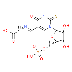 ChemSpider 2D Image | (E)-N-{[4-Oxo-1-(5-O-phosphono-beta-D-arabinofuranosyl)-2-thioxo-1,2,3,4-tetrahydro-5-pyrimidinyl]methylene}glycine | C12H16N3O10PS