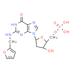 ChemSpider 2D Image | 2'-Deoxy-N-(2-furylmethyl)guanosine 5'-(dihydrogen phosphate) | C15H18N5O8P