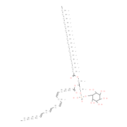 ChemSpider 2D Image | (2R)-1-{[(R)-Hydroxy{[(1S,2R,3R,4S,5S,6R)-2,3,4,5,6-pentahydroxycyclohexyl]oxy}phosphoryl]oxy}-3-(stearoyloxy)-2-propanyl (5Z,8Z,11E,14E)-5,8,11,14-icosatetraenoate | C47H83O13P