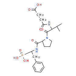 ChemSpider 2D Image | N-(3-Carboxypropanoyl)-L-valyl-N-[(1S)-2-phenyl-1-phosphonoethyl]-L-prolinamide | C22H32N3O8P