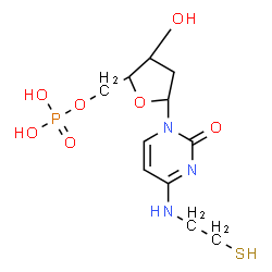 ChemSpider 2D Image | 2'-Deoxy-N-(2-sulfanylethyl)cytidine 5'-(dihydrogen phosphate) | C11H18N3O7PS