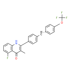 ChemSpider 2D Image | 5-Fluoro-3-methyl-2-{4-[4-(trifluoromethoxy)benzyl]phenyl}-4(1H)-quinolinone | C24H17F4NO2