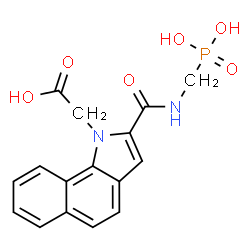 ChemSpider 2D Image | {2-[(Phosphonomethyl)carbamoyl]-1H-benzo[g]indol-1-yl}acetic acid | C16H15N2O6P