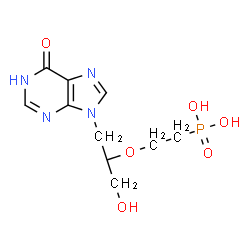 ChemSpider 2D Image | (2-{[(2S)-1-Hydroxy-3-(6-oxo-1,6-dihydro-9H-purin-9-yl)-2-propanyl]oxy}ethyl)phosphonic acid | C10H15N4O6P
