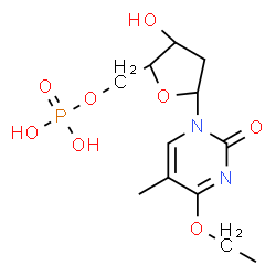 ChemSpider 2D Image | 1-(2-Deoxy-5-O-phosphono-beta-D-erythro-pentofuranosyl)-4-ethoxy-5-methyl-2(1H)-pyrimidinone | C12H19N2O8P