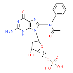 ChemSpider 2D Image | 8-[Acetyl(phenyl)amino]-2'-deoxyguanosine 5'-(dihydrogen phosphate) | C18H21N6O8P