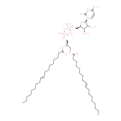 ChemSpider 2D Image | 5'-O-[(R)-{[(S)-{(2R)-2,3-Bis[(9E)-9-octadecenoyloxy]propoxy}(hydroxy)phosphoryl]oxy}(hydroxy)phosphoryl]cytidine | C48H85N3O15P2