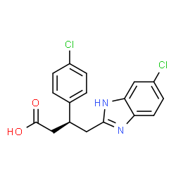 ChemSpider 2D Image | (3S)-4-(5-Chloro-1H-benzimidazol-2-yl)-3-(4-chlorophenyl)butanoic acid | C17H14Cl2N2O2