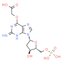 ChemSpider 2D Image | 6-(Carboxymethoxy)-9-(2-deoxy-5-O-phosphono-beta-D-erythro-pentofuranosyl)-9H-purin-2-amine | C12H16N5O9P