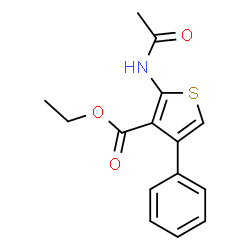 ChemSpider 2D Image | Ethyl 2-acetamido-4-phenyl-3-thiophenecarboxylate | C15H15NO3S